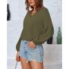 imageBTFBM Boho Blouses for Women Dressy Casual Floral Long Sleeve Shirts V Neck Lightweight Chiffon Summer Spring Tops 2025Solid Army Green