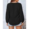 imageBTFBM Boho Blouses for Women Dressy Casual Floral Long Sleeve Shirts V Neck Lightweight Chiffon Summer Spring Tops 2025Solid Black