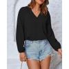 imageBTFBM Boho Blouses for Women Dressy Casual Floral Long Sleeve Shirts V Neck Lightweight Chiffon Summer Spring Tops 2025Solid Black