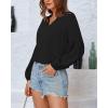 imageBTFBM Boho Blouses for Women Dressy Casual Floral Long Sleeve Shirts V Neck Lightweight Chiffon Summer Spring Tops 2025Solid Black