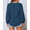 imageBTFBM Boho Blouses for Women Dressy Casual Floral Long Sleeve Shirts V Neck Lightweight Chiffon Summer Spring Tops 2025Solid Blue