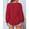 imageBTFBM Boho Blouses for Women Dressy Casual Floral Long Sleeve Shirts V Neck Lightweight Chiffon Summer Spring Tops 2025Solid Red