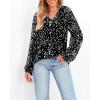 imageBTFBM Boho Blouses for Women Dressy Casual Floral Long Sleeve Shirts V Neck Lightweight Chiffon Summer Spring Tops 2025White Flower Black