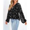 imageBTFBM Boho Blouses for Women Dressy Casual Floral Long Sleeve Shirts V Neck Lightweight Chiffon Summer Spring Tops 2025White Flower Black