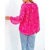 imageBTFBM Boho Blouses for Women Dressy Casual Floral Long Sleeve Shirts V Neck Lightweight Chiffon Summer Spring Tops 2025White Flower Rose Red
