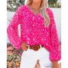 imageBTFBM Boho Blouses for Women Dressy Casual Floral Long Sleeve Shirts V Neck Lightweight Chiffon Summer Spring Tops 2025White Flower Rose Red