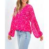 imageBTFBM Boho Blouses for Women Dressy Casual Floral Long Sleeve Shirts V Neck Lightweight Chiffon Summer Spring Tops 2025White Flower Rose Red