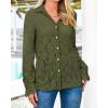 imageBTFBM Long Sleeve Lace Blouses for Women 2025 Spring Dressy Casual Button Down Shirts Date Night Outfit Club Party TopsArmy Green