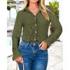 imageBTFBM Long Sleeve Lace Blouses for Women 2025 Spring Dressy Casual Button Down Shirts Date Night Outfit Club Party TopsArmy Green