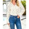 imageBTFBM Long Sleeve Lace Blouses for Women 2025 Spring Dressy Casual Button Down Shirts Date Night Outfit Club Party TopsBeige