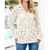 imageBTFBM Long Sleeve Lace Blouses for Women 2025 Spring Dressy Casual Button Down Shirts Date Night Outfit Club Party TopsBeige