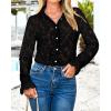 imageBTFBM Long Sleeve Lace Blouses for Women 2025 Spring Dressy Casual Button Down Shirts Date Night Outfit Club Party TopsBlack