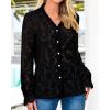 imageBTFBM Long Sleeve Lace Blouses for Women 2025 Spring Dressy Casual Button Down Shirts Date Night Outfit Club Party TopsBlack