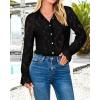 imageBTFBM Long Sleeve Lace Blouses for Women 2025 Spring Dressy Casual Button Down Shirts Date Night Outfit Club Party TopsBlack