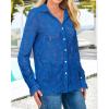 imageBTFBM Long Sleeve Lace Blouses for Women 2025 Spring Dressy Casual Button Down Shirts Date Night Outfit Club Party TopsBlue