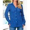 imageBTFBM Long Sleeve Lace Blouses for Women 2025 Spring Dressy Casual Button Down Shirts Date Night Outfit Club Party TopsBlue