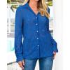 imageBTFBM Long Sleeve Lace Blouses for Women 2025 Spring Dressy Casual Button Down Shirts Date Night Outfit Club Party TopsBlue