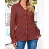 imageBTFBM Long Sleeve Lace Blouses for Women 2025 Spring Dressy Casual Button Down Shirts Date Night Outfit Club Party TopsBrown Red