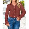 imageBTFBM Long Sleeve Lace Blouses for Women 2025 Spring Dressy Casual Button Down Shirts Date Night Outfit Club Party TopsBrown Red