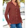 imageBTFBM Long Sleeve Lace Blouses for Women 2025 Spring Dressy Casual Button Down Shirts Date Night Outfit Club Party TopsBrown Red