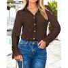 imageBTFBM Long Sleeve Lace Blouses for Women 2025 Spring Dressy Casual Button Down Shirts Date Night Outfit Club Party TopsCoffee
