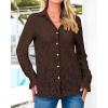imageBTFBM Long Sleeve Lace Blouses for Women 2025 Spring Dressy Casual Button Down Shirts Date Night Outfit Club Party TopsCoffee