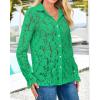 imageBTFBM Long Sleeve Lace Blouses for Women 2025 Spring Dressy Casual Button Down Shirts Date Night Outfit Club Party TopsGreen