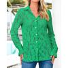 imageBTFBM Long Sleeve Lace Blouses for Women 2025 Spring Dressy Casual Button Down Shirts Date Night Outfit Club Party TopsGreen