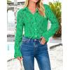 imageBTFBM Long Sleeve Lace Blouses for Women 2025 Spring Dressy Casual Button Down Shirts Date Night Outfit Club Party TopsGreen