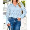 imageBTFBM Long Sleeve Lace Blouses for Women 2025 Spring Dressy Casual Button Down Shirts Date Night Outfit Club Party TopsLight Blue