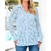 imageBTFBM Long Sleeve Lace Blouses for Women 2025 Spring Dressy Casual Button Down Shirts Date Night Outfit Club Party TopsLight Blue