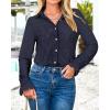 imageBTFBM Long Sleeve Lace Blouses for Women 2025 Spring Dressy Casual Button Down Shirts Date Night Outfit Club Party TopsNavy