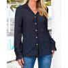 imageBTFBM Long Sleeve Lace Blouses for Women 2025 Spring Dressy Casual Button Down Shirts Date Night Outfit Club Party TopsNavy