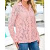 imageBTFBM Long Sleeve Lace Blouses for Women 2025 Spring Dressy Casual Button Down Shirts Date Night Outfit Club Party TopsPink
