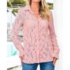 imageBTFBM Long Sleeve Lace Blouses for Women 2025 Spring Dressy Casual Button Down Shirts Date Night Outfit Club Party TopsPink