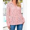 imageBTFBM Long Sleeve Lace Blouses for Women 2025 Spring Dressy Casual Button Down Shirts Date Night Outfit Club Party TopsPink