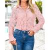imageBTFBM Long Sleeve Lace Blouses for Women 2025 Spring Dressy Casual Button Down Shirts Date Night Outfit Club Party TopsPink