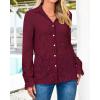 imageBTFBM Long Sleeve Lace Blouses for Women 2025 Spring Dressy Casual Button Down Shirts Date Night Outfit Club Party TopsWine Red