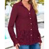 imageBTFBM Long Sleeve Lace Blouses for Women 2025 Spring Dressy Casual Button Down Shirts Date Night Outfit Club Party TopsWine Red