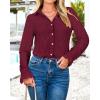 imageBTFBM Long Sleeve Lace Blouses for Women 2025 Spring Dressy Casual Button Down Shirts Date Night Outfit Club Party TopsWine Red