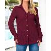 imageBTFBM Long Sleeve Lace Blouses for Women 2025 Spring Dressy Casual Button Down Shirts Date Night Outfit Club Party TopsWine Red