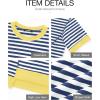 imageBTFBM Women Oversized Striped T Shirts Short Sleeve Summer Tops Casual Loose Crewneck High Low Hem Color Block Y2k TeesBlue White