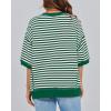 imageBTFBM Women Oversized Striped T Shirts Short Sleeve Summer Tops Casual Loose Crewneck High Low Hem Color Block Y2k TeesGreen White