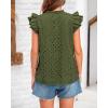 imageBTFBM Women Summer Eyelet Tops Dressy Casual V Neck Ruffle Cap Sleeve Cotton Boho Shirts Lace Embroidered Blouses 2025Army Green