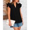 imageBTFBM Women Summer Eyelet Tops Dressy Casual V Neck Ruffle Cap Sleeve Cotton Boho Shirts Lace Embroidered Blouses 2025Black