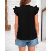 imageBTFBM Women Summer Eyelet Tops Dressy Casual V Neck Ruffle Cap Sleeve Cotton Boho Shirts Lace Embroidered Blouses 2025Black
