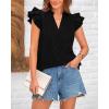 imageBTFBM Women Summer Eyelet Tops Dressy Casual V Neck Ruffle Cap Sleeve Cotton Boho Shirts Lace Embroidered Blouses 2025Black