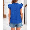 imageBTFBM Women Summer Eyelet Tops Dressy Casual V Neck Ruffle Cap Sleeve Cotton Boho Shirts Lace Embroidered Blouses 2025Blue