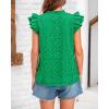 imageBTFBM Women Summer Eyelet Tops Dressy Casual V Neck Ruffle Cap Sleeve Cotton Boho Shirts Lace Embroidered Blouses 2025Green