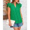 imageBTFBM Women Summer Eyelet Tops Dressy Casual V Neck Ruffle Cap Sleeve Cotton Boho Shirts Lace Embroidered Blouses 2025Green